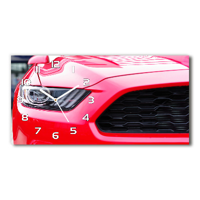 Horizontal rectangular wall clock Red Mustang