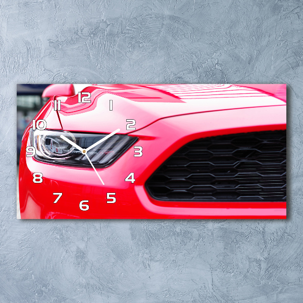 Horizontal rectangular wall clock Red Mustang