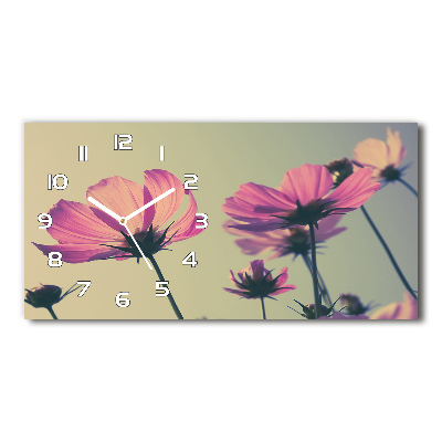 Horizontal wall clock Pink flowers