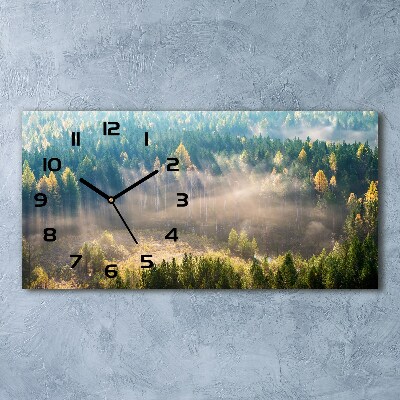 Horizontal rectangular wall clock Fog in the forest