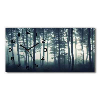 Horizontal rectangular wall clock Forest in the fog