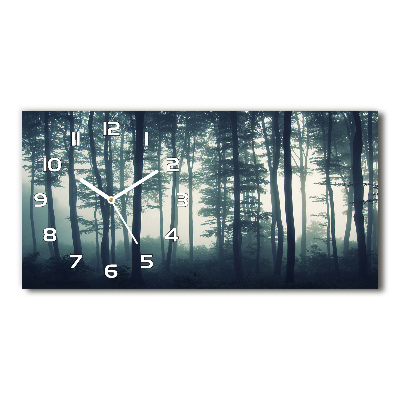 Horizontal rectangular wall clock Forest in the fog