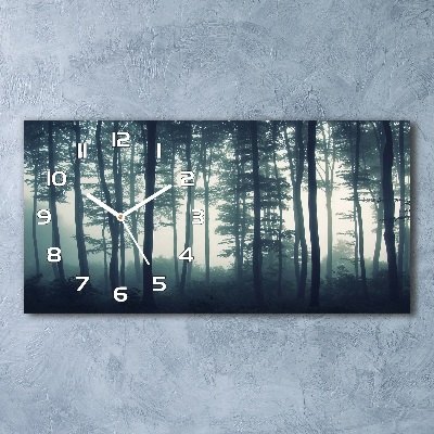 Horizontal rectangular wall clock Forest in the fog