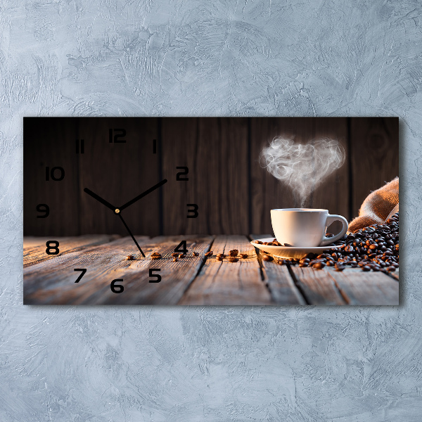 Horizontal wall clock Cup of coffee