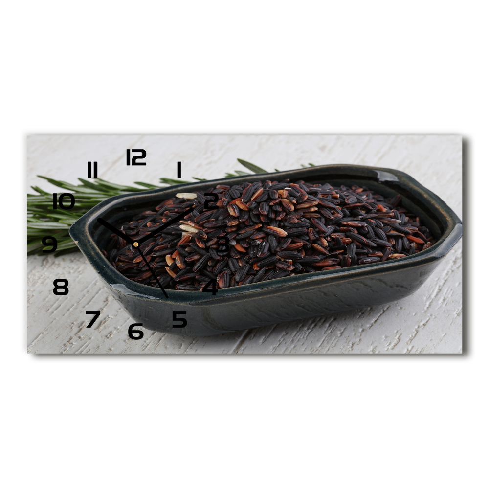 Horizontal rectangular wall clock Wild rice in a bowl