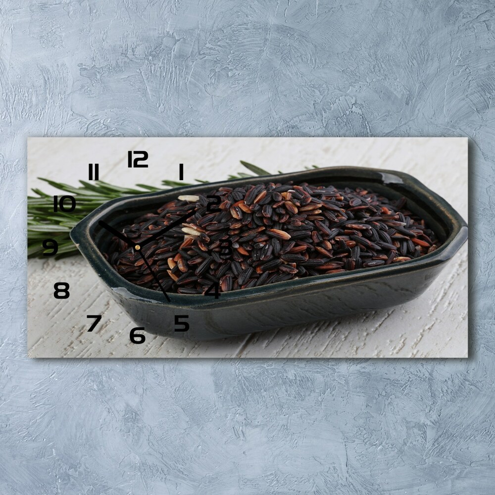 Horizontal rectangular wall clock Wild rice in a bowl