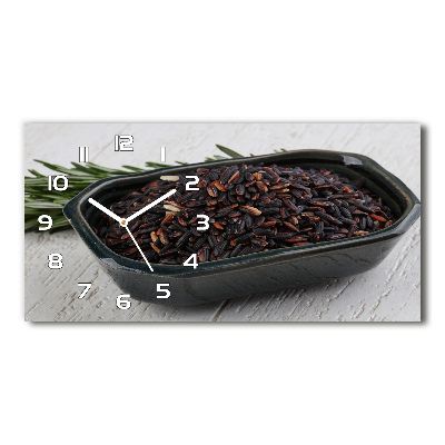 Horizontal rectangular wall clock Wild rice in a bowl