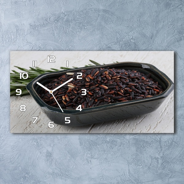 Horizontal rectangular wall clock Wild rice in a bowl