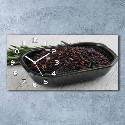 Horizontal rectangular wall clock Wild rice in a bowl