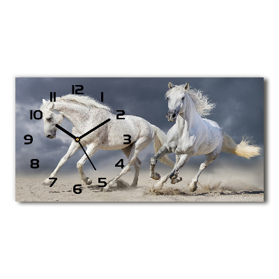 Horizontal wall clock White horses beach