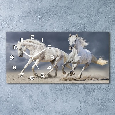 Horizontal wall clock White horses beach