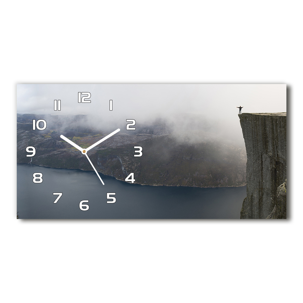 Horizontal rectangular wall clock Norwegian cliff