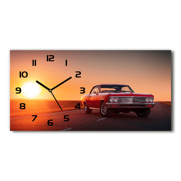 Horizontal wall clock Red car