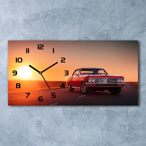 Horizontal wall clock Red car