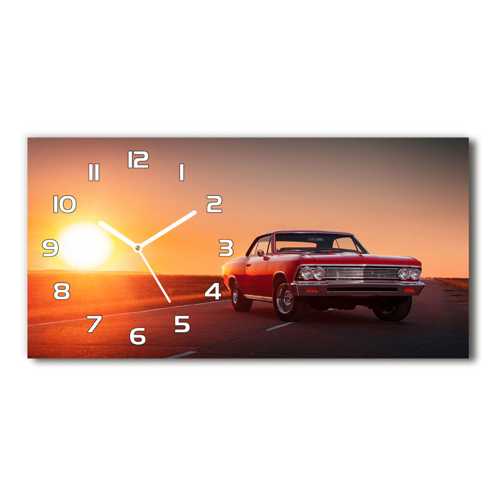 Horizontal wall clock Red car