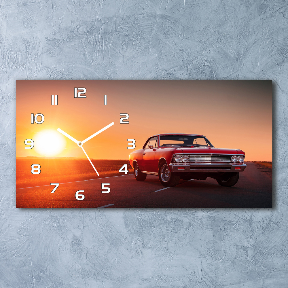 Horizontal wall clock Red car