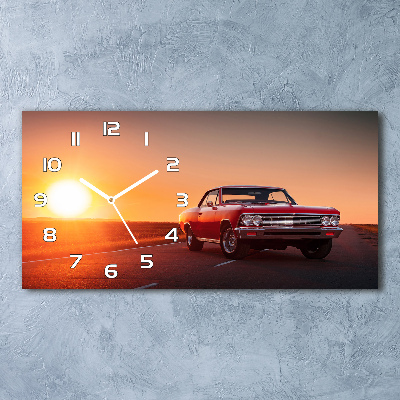 Horizontal wall clock Red car