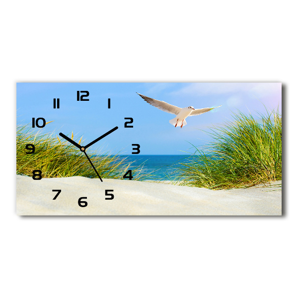 Horizontal wall clock Seagull on the beach