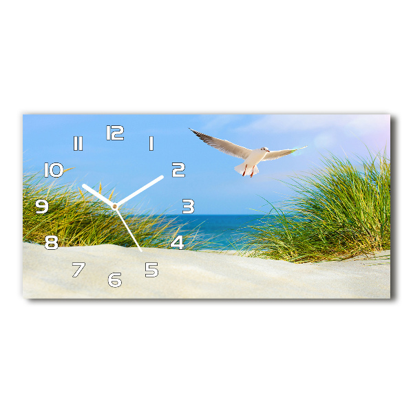 Horizontal wall clock Seagull on the beach