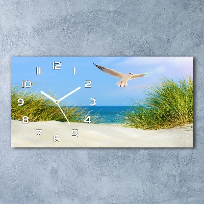 Horizontal wall clock Seagull on the beach