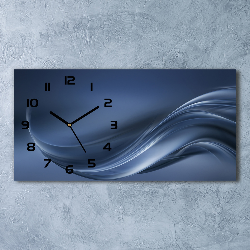 Horizontal rectangular wall clock Gray wave