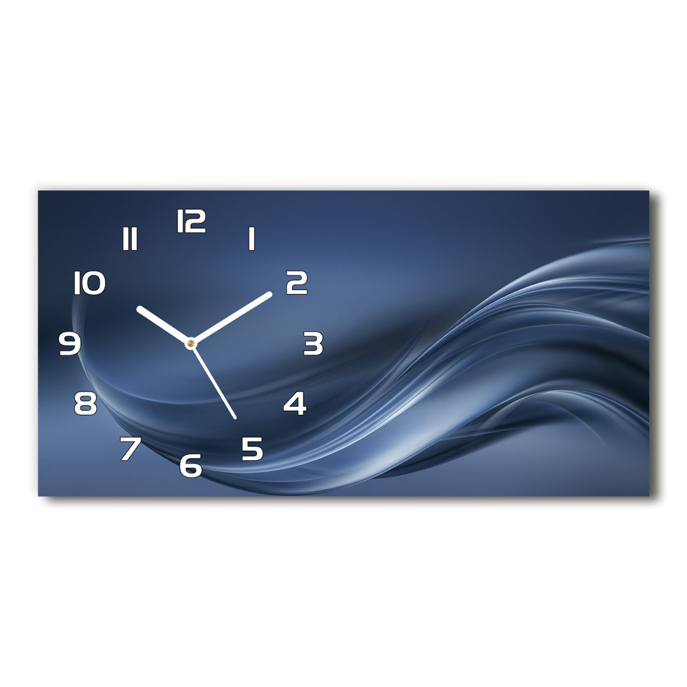 Horizontal rectangular wall clock Gray wave