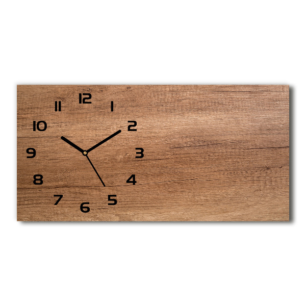 Horizontal rectangular wall clock Wooden background