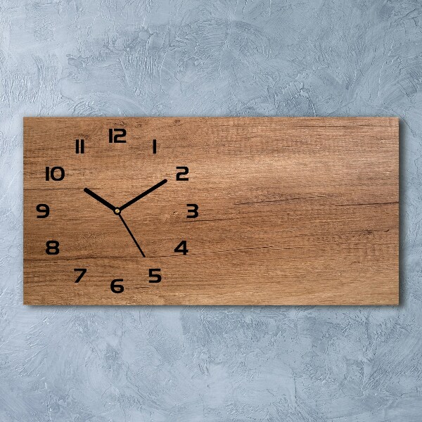 Horizontal rectangular wall clock Wooden background