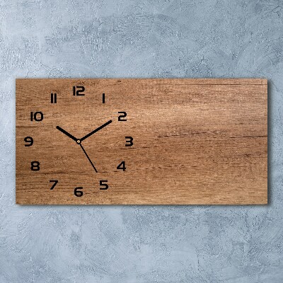 Horizontal rectangular wall clock Wooden background