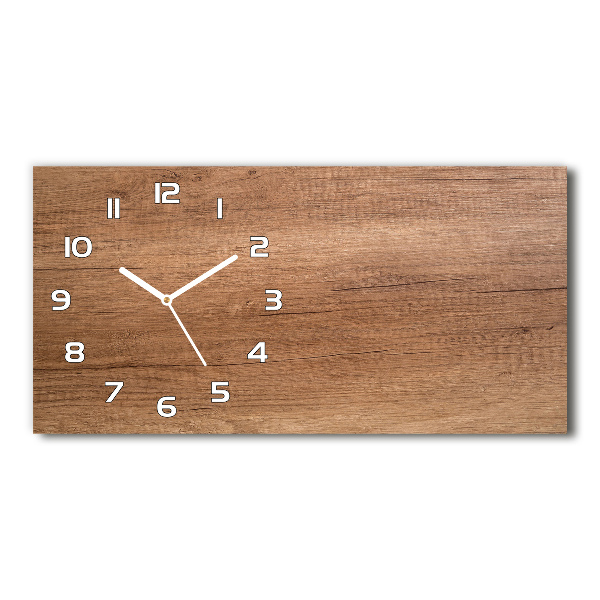 Horizontal rectangular wall clock Wooden background