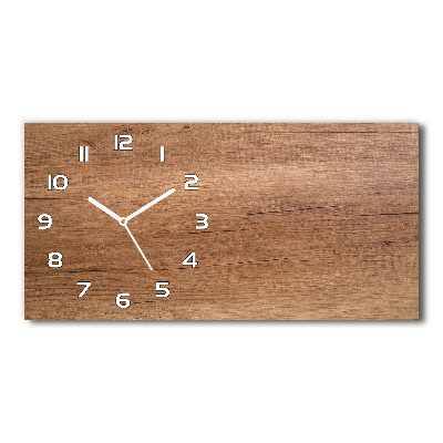 Horizontal rectangular wall clock Wooden background