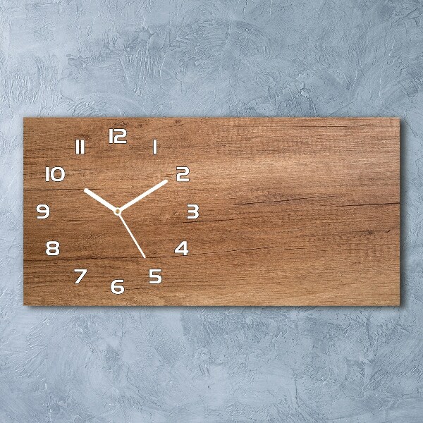 Horizontal rectangular wall clock Wooden background