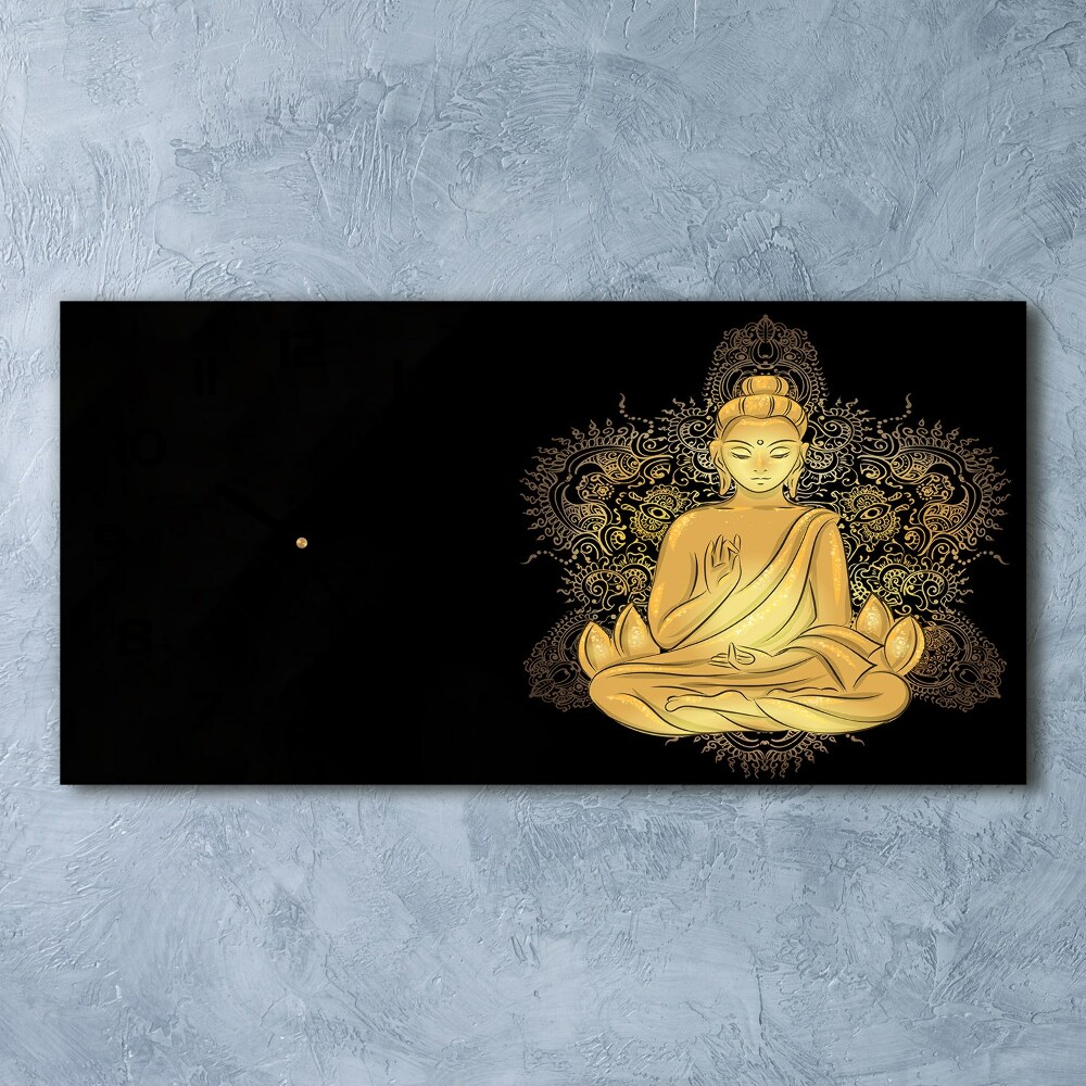 Horizontal rectangular wall clock Sitting Buddha