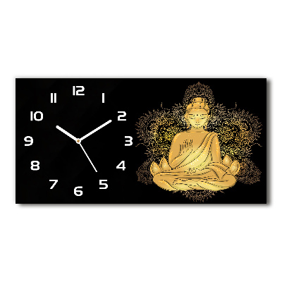 Horizontal rectangular wall clock Sitting Buddha