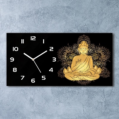 Horizontal rectangular wall clock Sitting Buddha