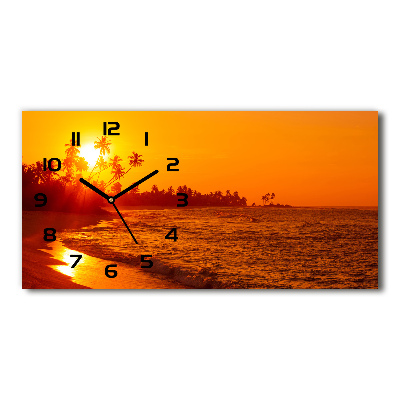 Horizontal wall clock Sunset beach