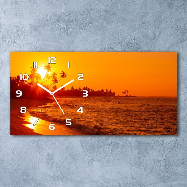 Horizontal wall clock Sunset beach