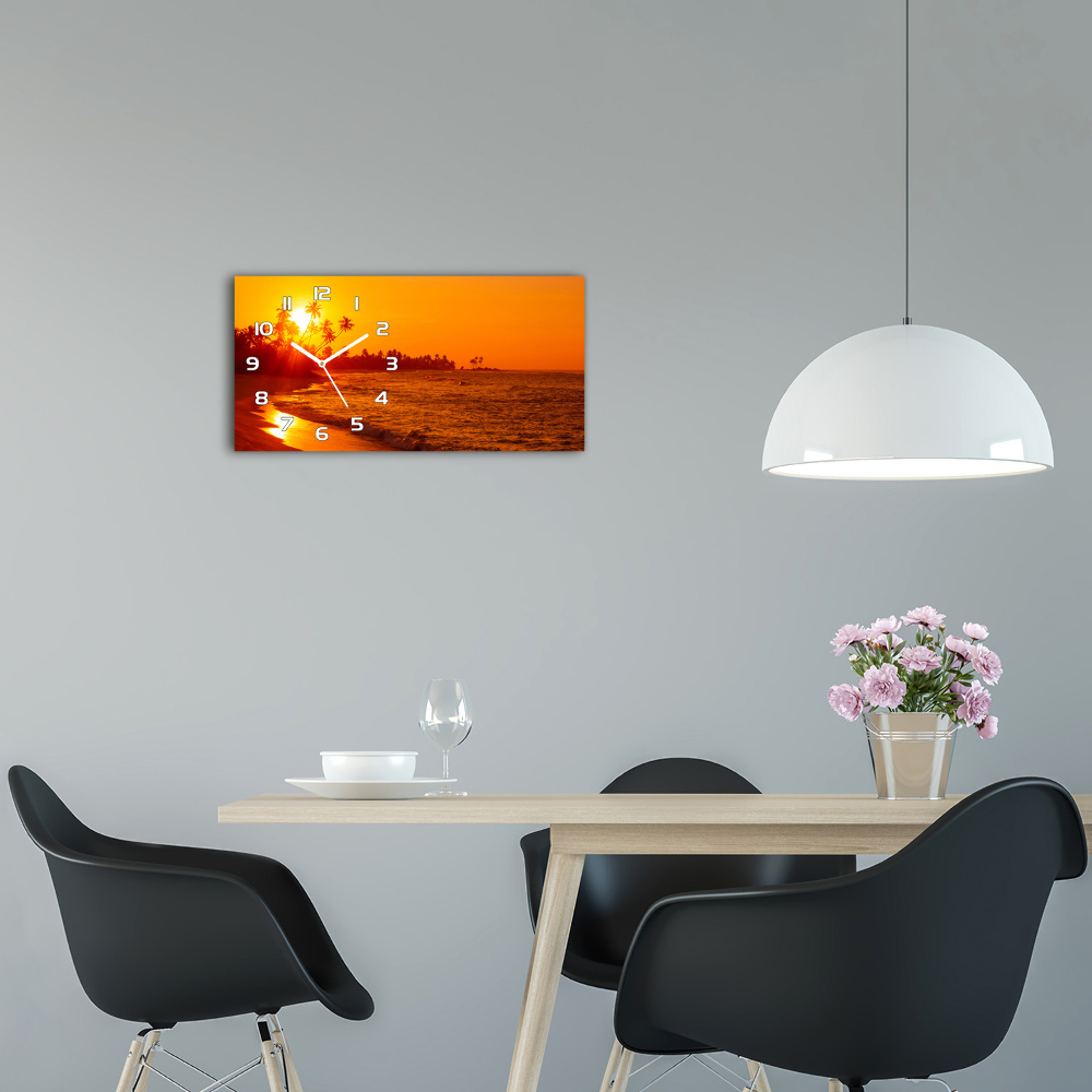 Horizontal wall clock Sunset beach