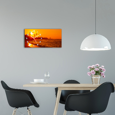 Horizontal wall clock Sunset beach