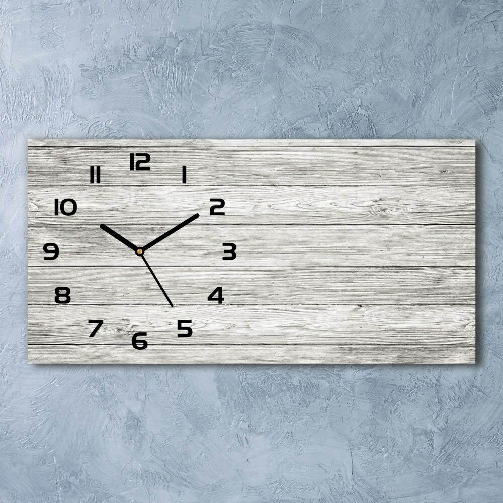 Horizontal rectangular wall clock Wooden background