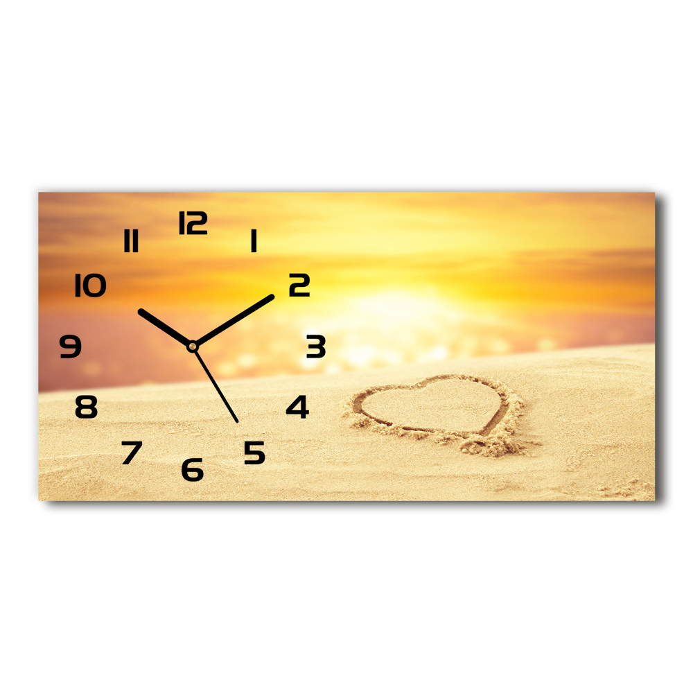 Horizontal wall clock Heart in the sand