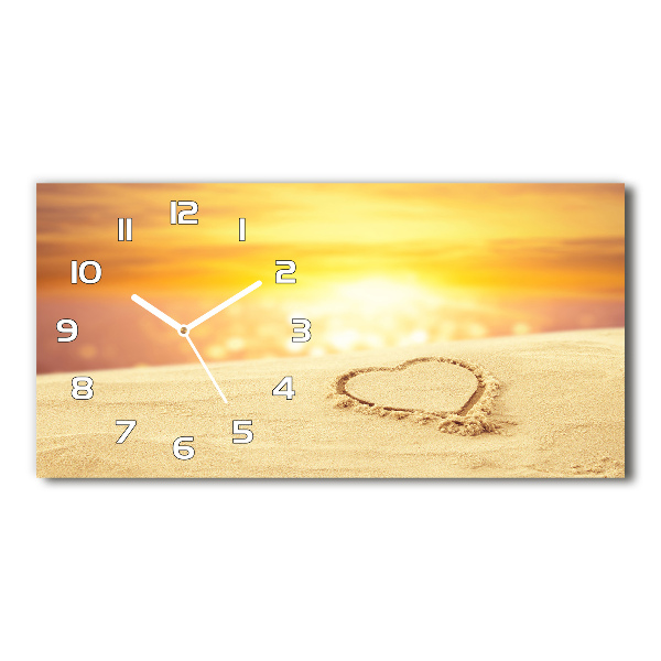 Horizontal wall clock Heart in the sand