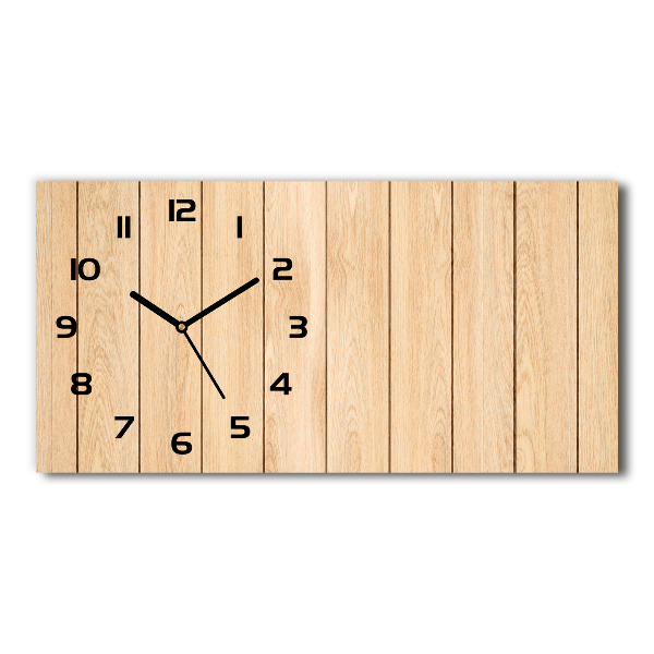 Horizontal rectangular wall clock Wooden background