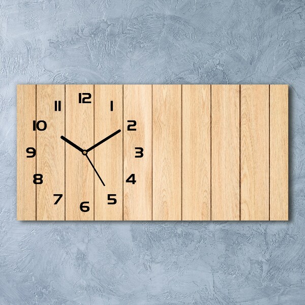 Horizontal rectangular wall clock Wooden background