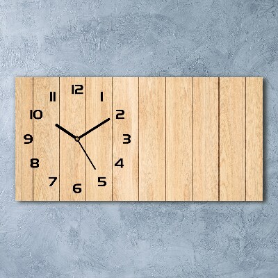 Horizontal rectangular wall clock Wooden background