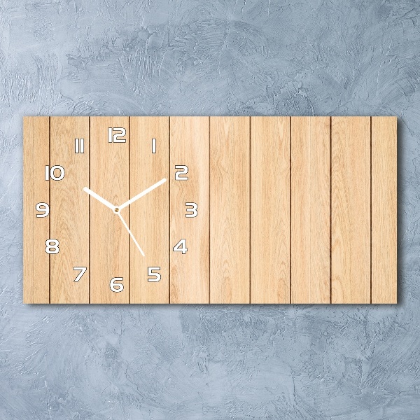 Horizontal rectangular wall clock Wooden background