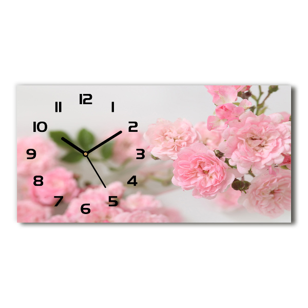 Horizontal wall clock Wild roses