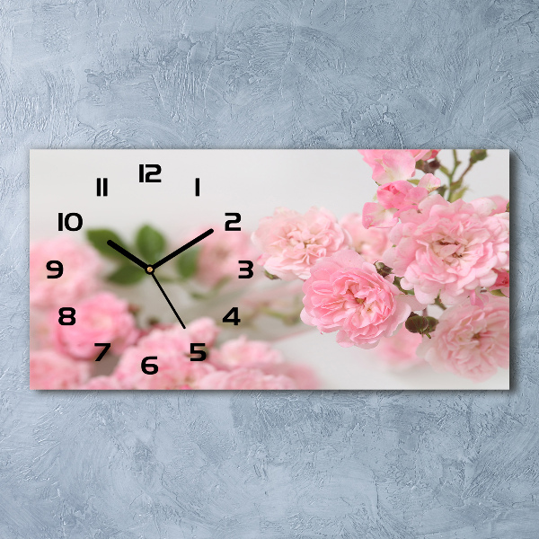 Horizontal wall clock Wild roses