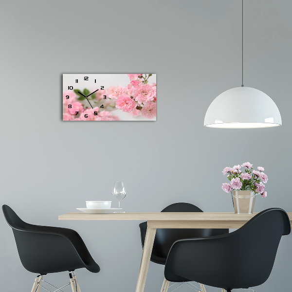 Horizontal wall clock Wild roses