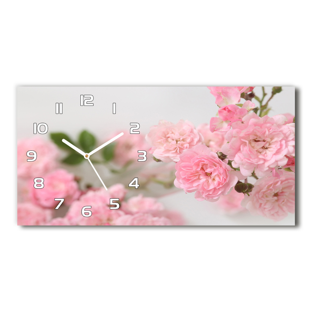 Horizontal wall clock Wild roses